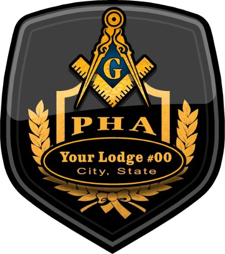 ProSticker 108-12 (Twelve) 4" Masonic Series Prince Hall Custom Lodge name, City and State Compass Square Decal Sticker
